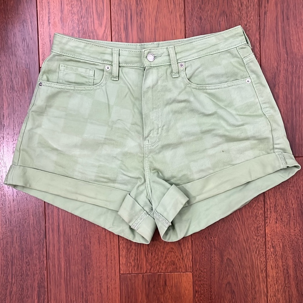 Green denim Wild Fable high rise mom shorts, size 10.